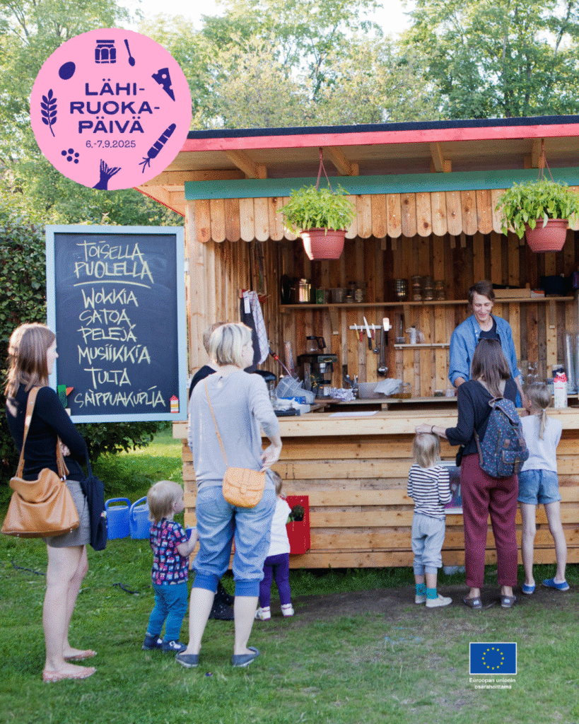 Lähiruokapäivä tapahtuman jono kojulla.